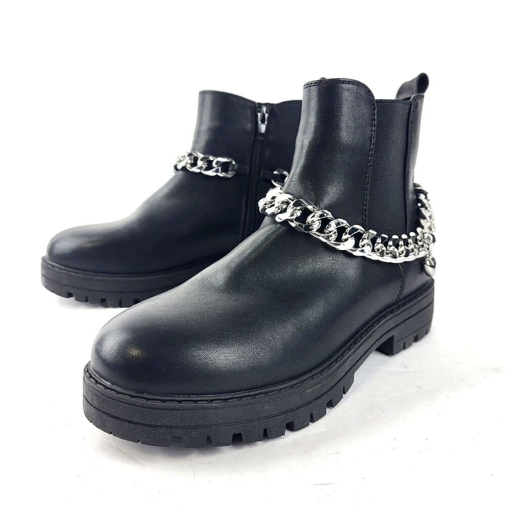 Nordstrom Margot Women’s Chelsea Ankle Boots Black Heart Chain Size 4M